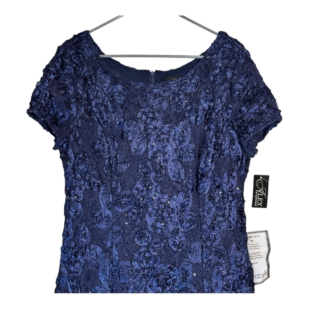 Alex Evenings Embellished Lace A-Line Evening Gown in Navy NWT - Picture 3 of 8
